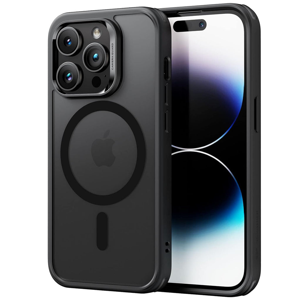 Anti yellow magsafe clear case with colour frame Compatible with MagSafe, Scratch-Resistant, Thin and Slim, Classic Shockproof Military-Grade Protection, TPU, Magnetic Back Cover, Frosted Black