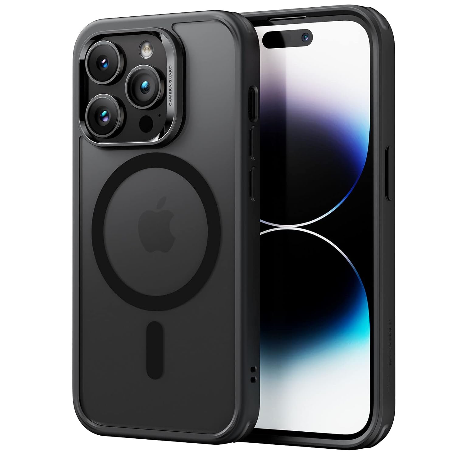 Anti yellow magsafe clear case with colour frame Compatible with MagSafe, Scratch-Resistant, Thin and Slim, Classic Shockproof Military-Grade Protection, TPU, Magnetic Back Cover, Frosted Black