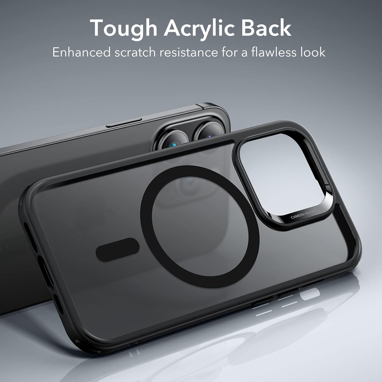 Anti yellow magsafe clear case with colour frame Compatible with MagSafe, Scratch-Resistant, Thin and Slim, Classic Shockproof Military-Grade Protection, TPU, Magnetic Back Cover, Frosted Black