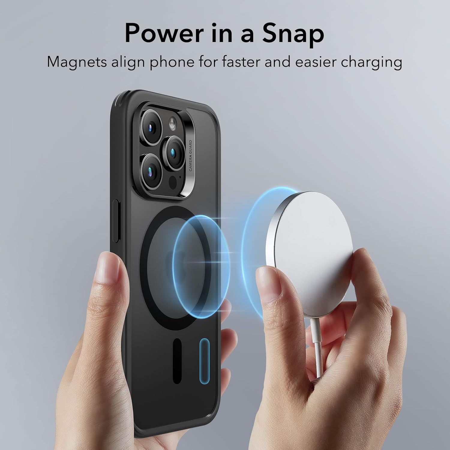 Anti yellow magsafe clear case with colour frame Compatible with MagSafe, Scratch-Resistant, Thin and Slim, Classic Shockproof Military-Grade Protection, TPU, Magnetic Back Cover, Frosted Black