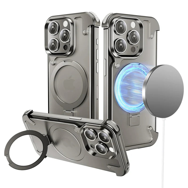 iPhone 15 Series: Frameless Armoured Case with Kickstand